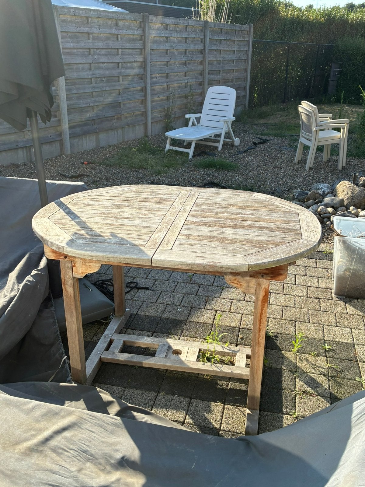 Teak tafel, Ophalen, Gebruikt, Ovaal, Teakhout