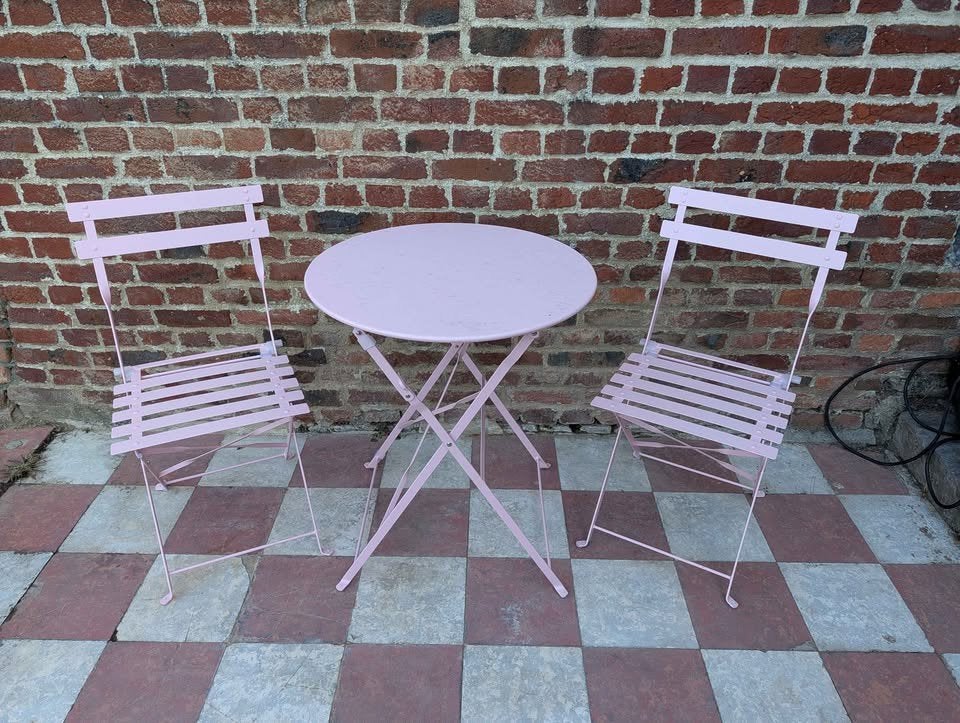 salon de jardin rose Style bistro, Enlèvement, Comme neuf, 2 places, Sets de jardin