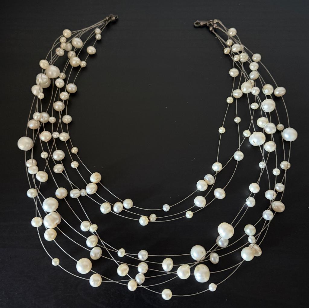 Vintage parelketting uit de jaren 80, Handtassen en Accessoires, Kettingen, Ophalen of Verzenden, Zo goed als nieuw, Overige kleuren