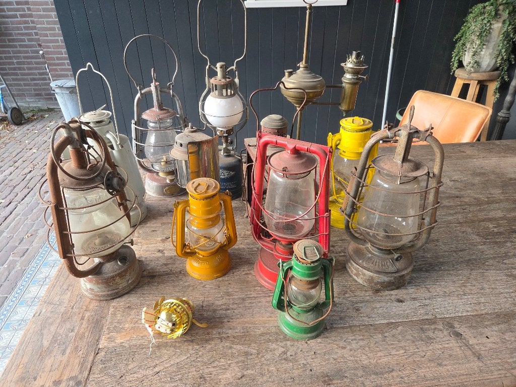 Partij oude / antieke scheepslamp / storm lampen, Antiek en Kunst, Ophalen