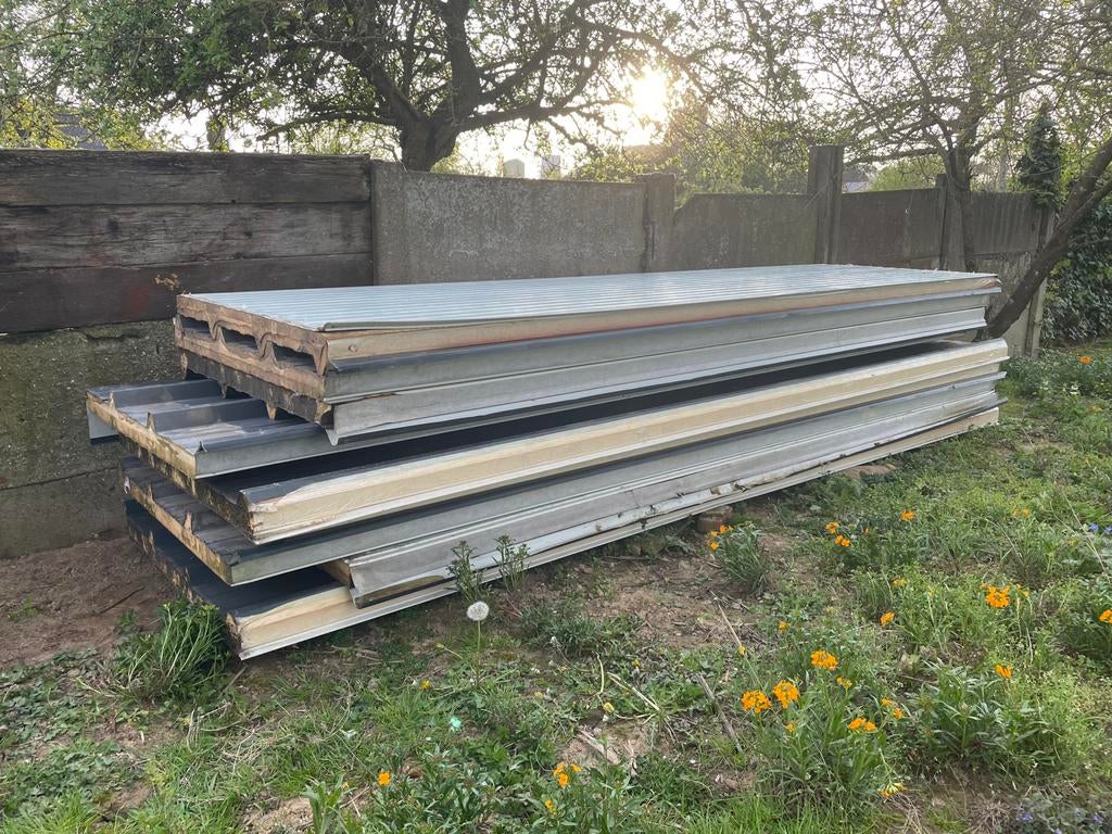 Sandwichpanelen antraciet - 6cm dik - 3,70m & 4m -, Ophalen, Gebruikt, Overige metalen