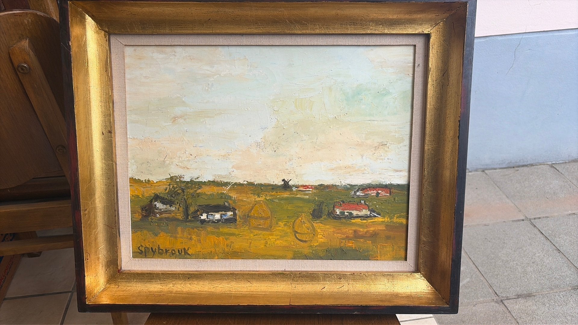 Olieverfschilderij “Spybrouk” – Landelijk tafereel, Antiquités & Art, Art | Peinture | Classique, Paysage, Signé, Enlèvement, Toile