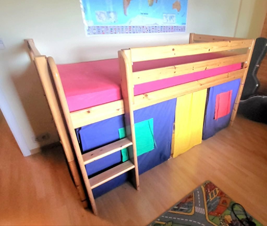Lit mezzanine en bois complet pour enfant ou adulte, Maison & Meubles, 100 cm, Une personne, Enlèvement, Utilisé