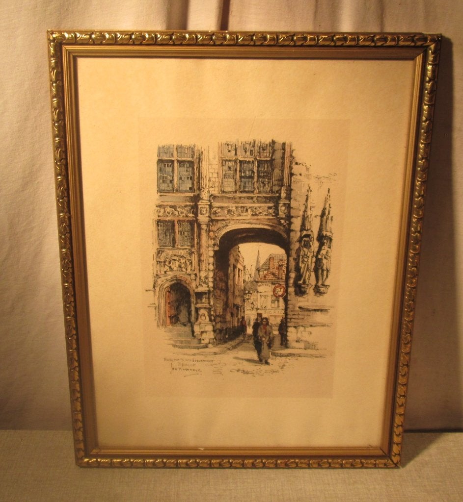 Aquarelle peinte 'Ezelstraat Brugge' - Jan Korthals, Antiquités & Art, Enlèvement ou Envoi