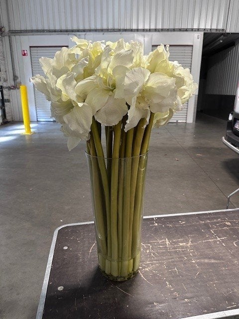 Decoratieve vaas met bloemen, Ophalen, Kunststof, Inclusief droogbloemen, Transparant