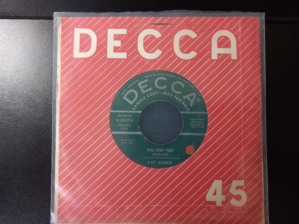 Kay Armen – Ha! Ha! Ha! '7 " Popcorn Promo ", Housse de protection extérieure, Enlèvement ou Envoi, 7 inch, Comme neuf