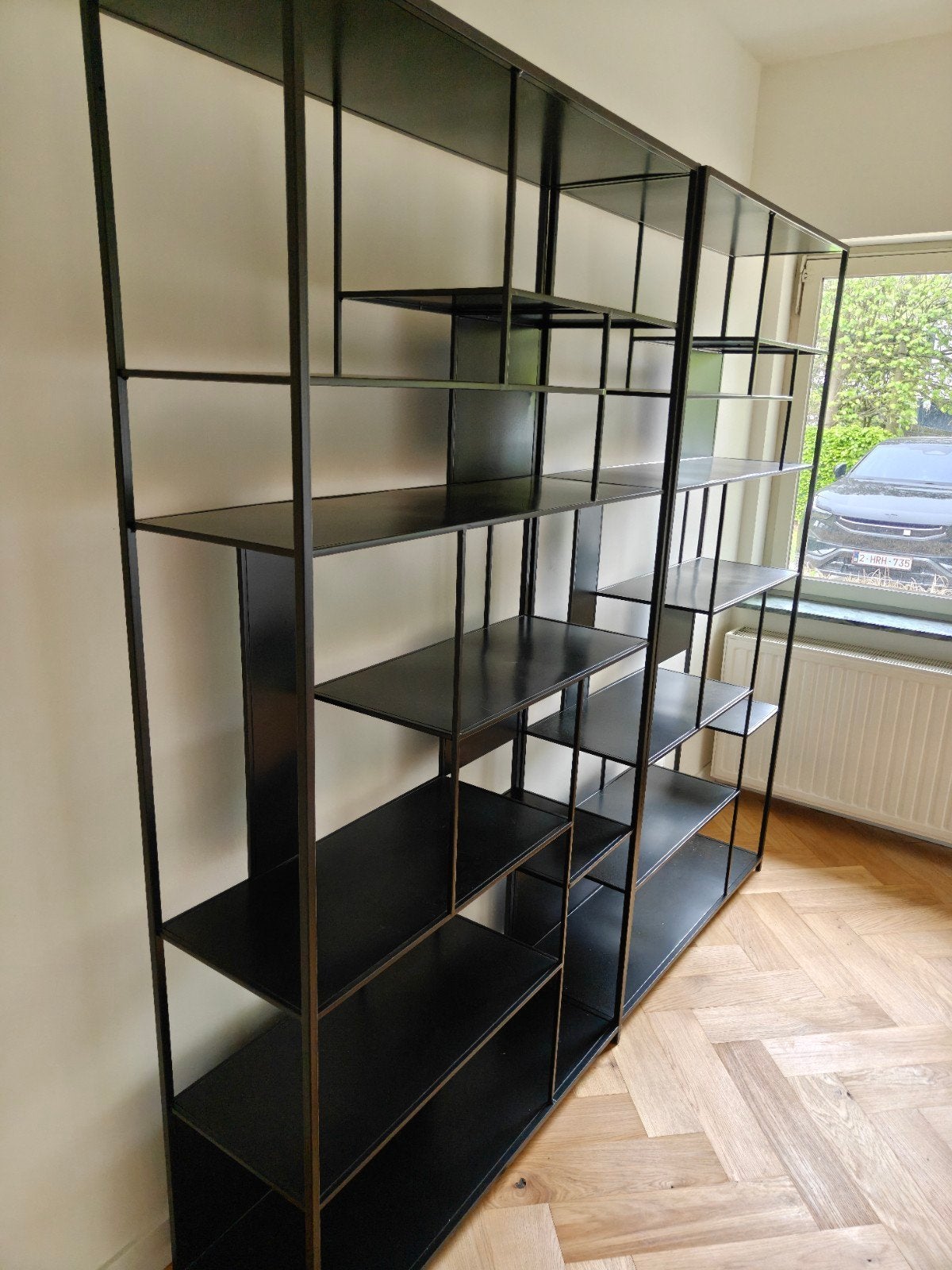 Zwarte metalen wandrekken (2x) nieuw, Maison & Meubles, Armoires | Étagères, Enlèvement, Neuf