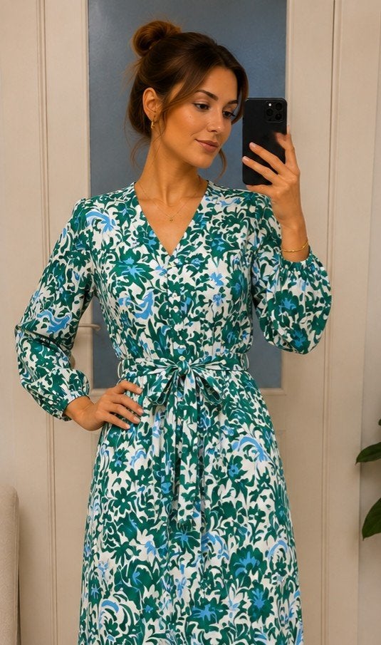 Groene Zomerjurk, Kleding | Dames, Ophalen of Verzenden, Maat 42/44 (L), Wit