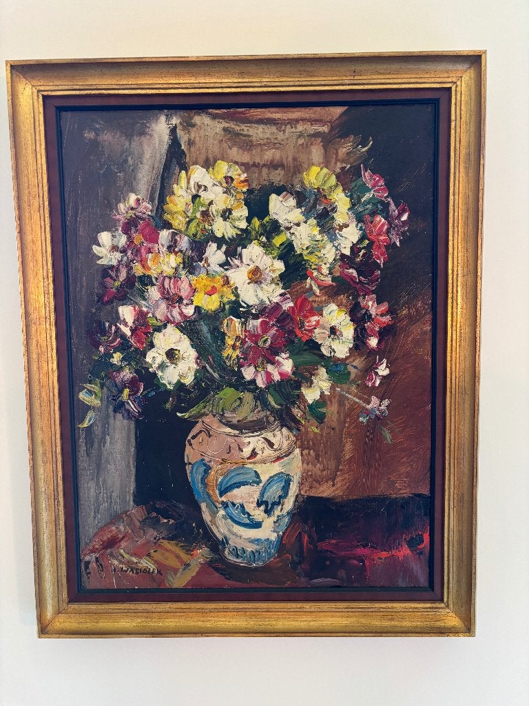 Stilleven (Schilderij), Antiquités & Art, Enlèvement, Abstrait, Encadré, Nature morte
