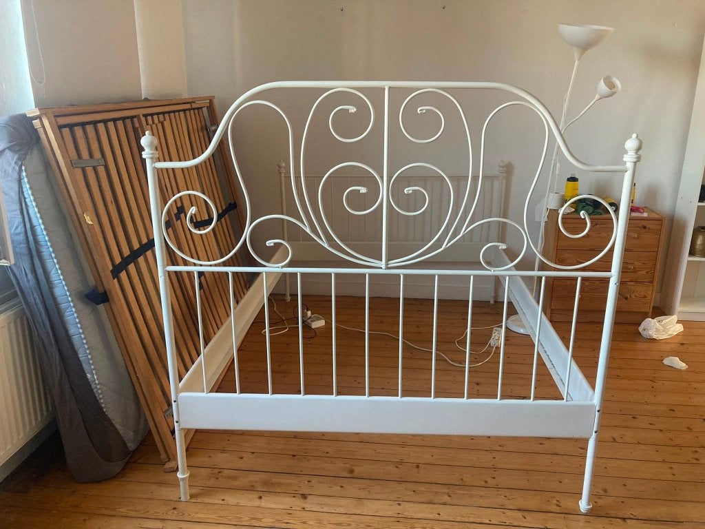 Tweepersoonsbed 140x200 + lattenbodem, Maison & Meubles, Chambre à coucher | Lits, Enlèvement, IKEA, Blanc, Deux personnes
