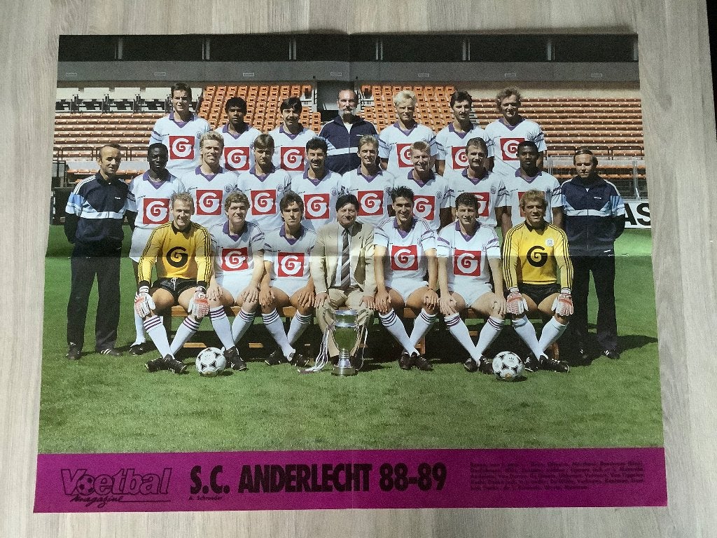 Grote Poster Anderlecht Seizoen 1988-1989, Verzamelen, Ophalen of Verzenden, Zo goed als nieuw, Poster, Plaatje of Sticker