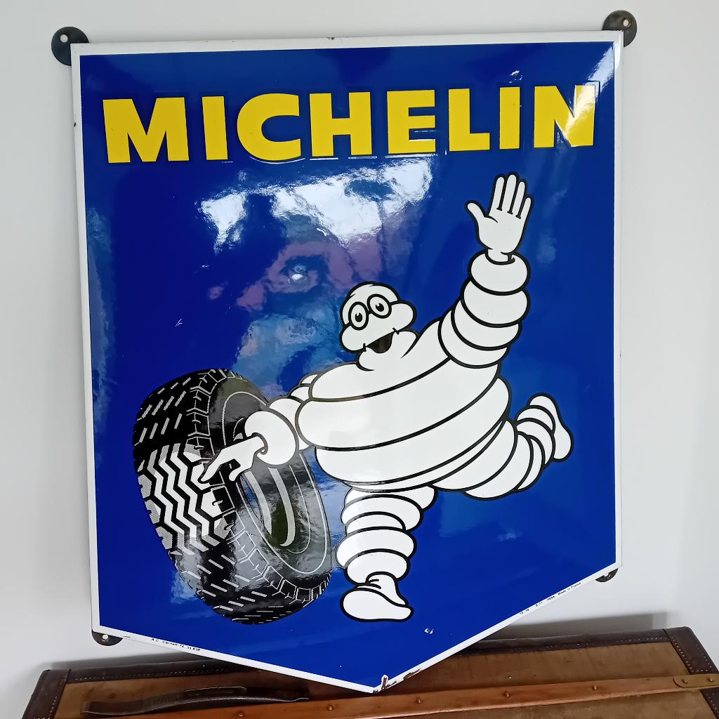 Groot emaille reclamebord Michelin 1976, Verzamelen, Ophalen of Verzenden, Zo goed als nieuw, Reclamebord