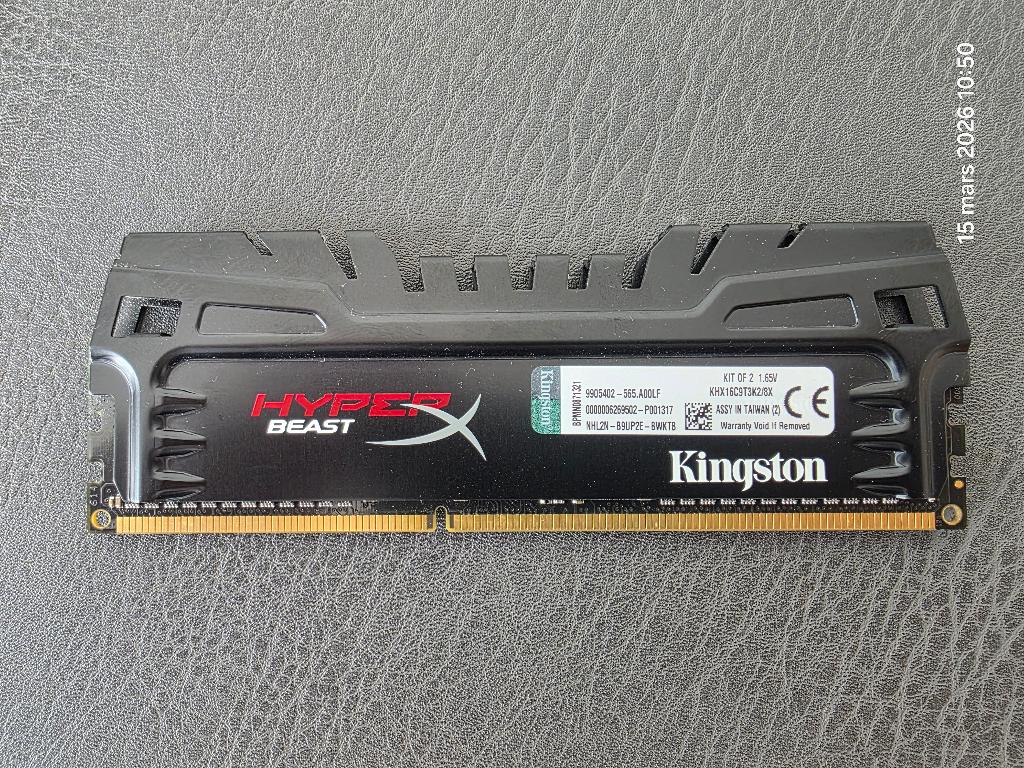 Kingston HyperX Beast Mémoire RAM 4 Go 1600 MHZ DDR3, Informatique & Logiciels, Mémoire RAM, DDR3, Enlèvement, Utilisé, Desktop