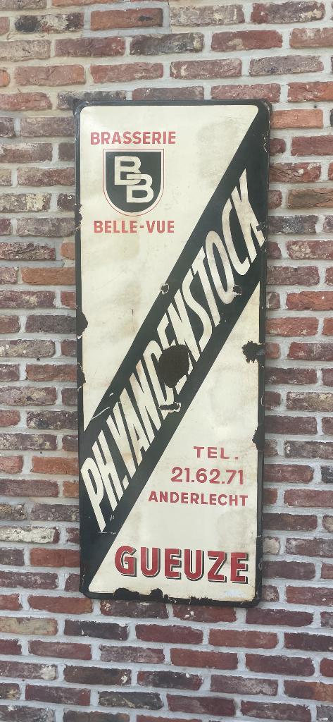 Emaille bord gueuze vandenstock, Verzamelen, Ophalen of Verzenden, Reclamebord