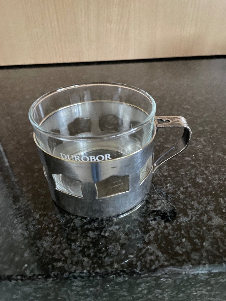 Retro koffie- of theetassen Durobor, Huis en Inrichting, Keuken | Servies, Gebruikt, Overige merken, Ophalen of Verzenden, Glas