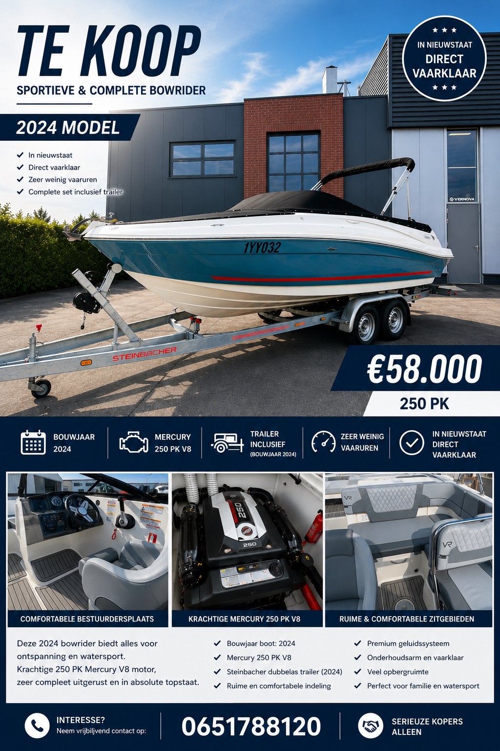 Bowrider Bayliner VR5 2024., Sports nautiques & Bateaux, Enlèvement, Bayliner, Essence, 250 ch