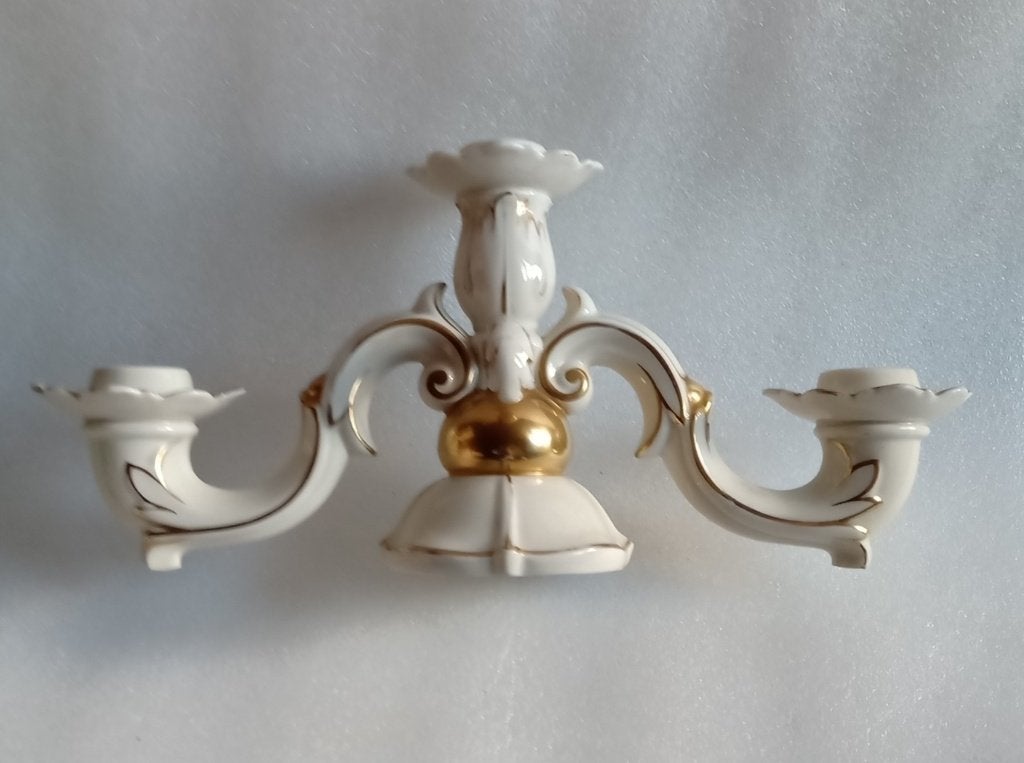 vintage witte kandelaar, Antiek en Kunst, Ophalen of Verzenden