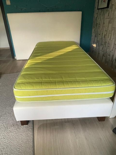 1 persoons boxspring, Ophalen, 90 cm, Eenpersoons, Wit