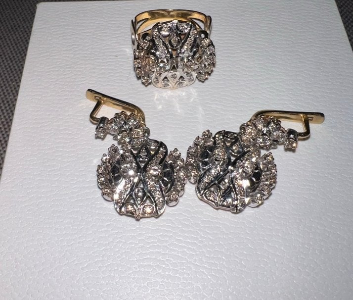 Prachtige vintage sieradenset 18 karaat (750), Ophalen, Goud