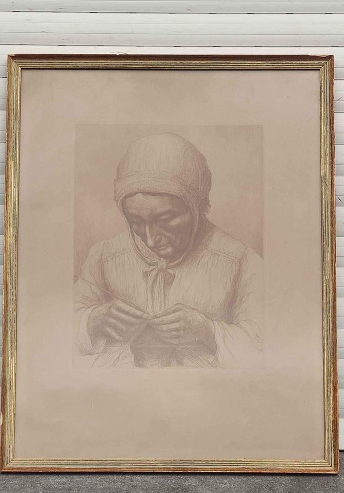 Gravure la couturière signe Victor dieu, Enlèvement ou Envoi, Gravure