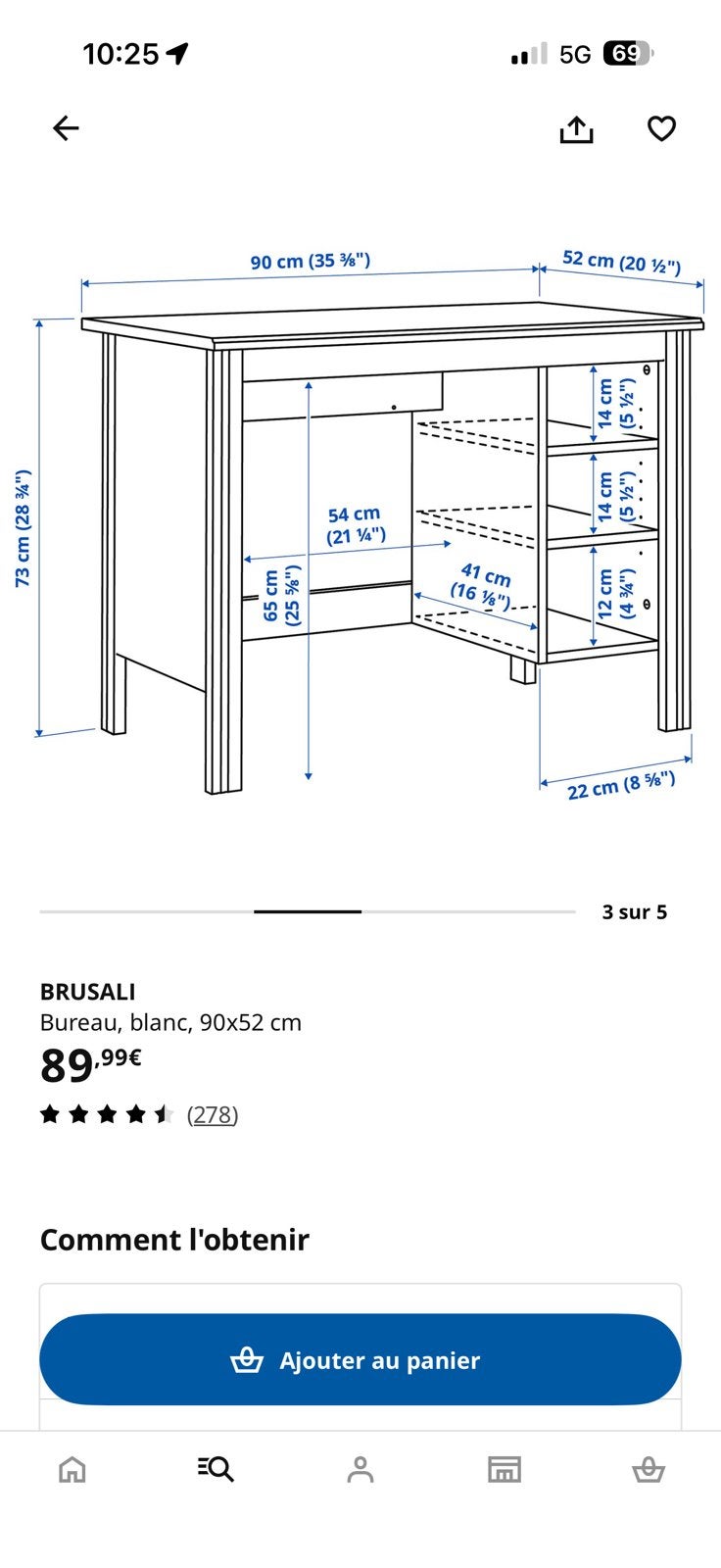 Bureau ikea, Enlèvement, Comme neuf