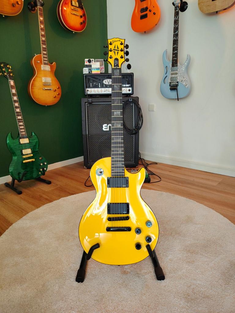 Gibson Les Paul Custom Shop Blackout Diablo Yellow Chambered, Enlèvement ou Envoi, Utilisé, Solid body, Gibson