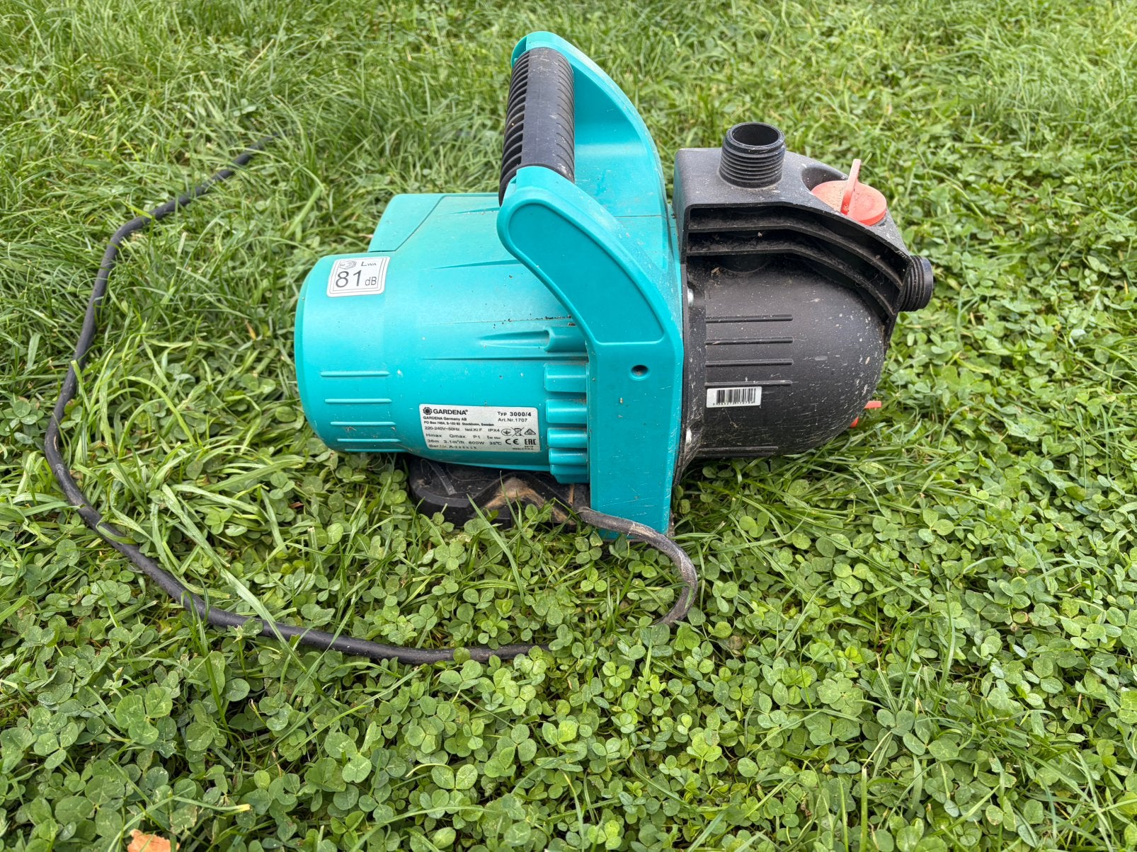 Groupe hydrophobe Gardena TP3000. Vendu avec tuyau pistolet, Enlèvement, Utilisé, Électrique, Pompe pour citernes d'eau de pluie
