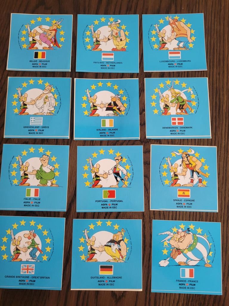12 stickers asterix en obelix 1992 AGFA, Ophalen of Verzenden