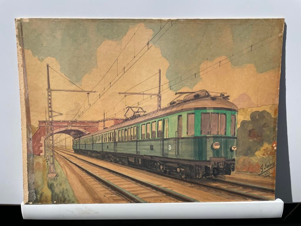 Aquarel 36 cm bij 26 cm, Ophalen, Gebruikt