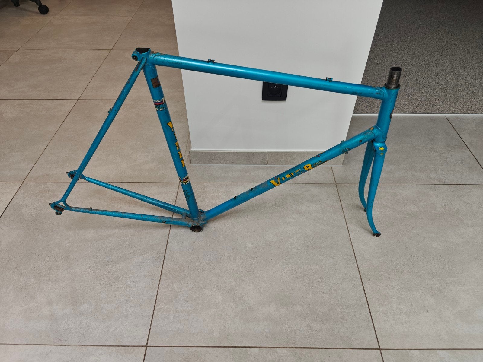 Cadre de vélo à doigts italien ancien taille 59, Enlèvement