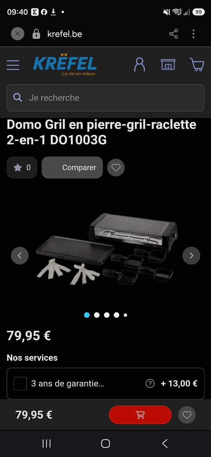 Raclette Domo Gril en pierre-gril-2-en-1 DO1003G
