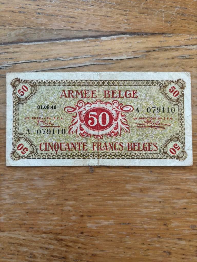 50 Francs Armee Belge ! Zeer mooi! Zeldzaam!!, Timbres & Monnaies, Billets de banque | Belgique, Enlèvement ou Envoi