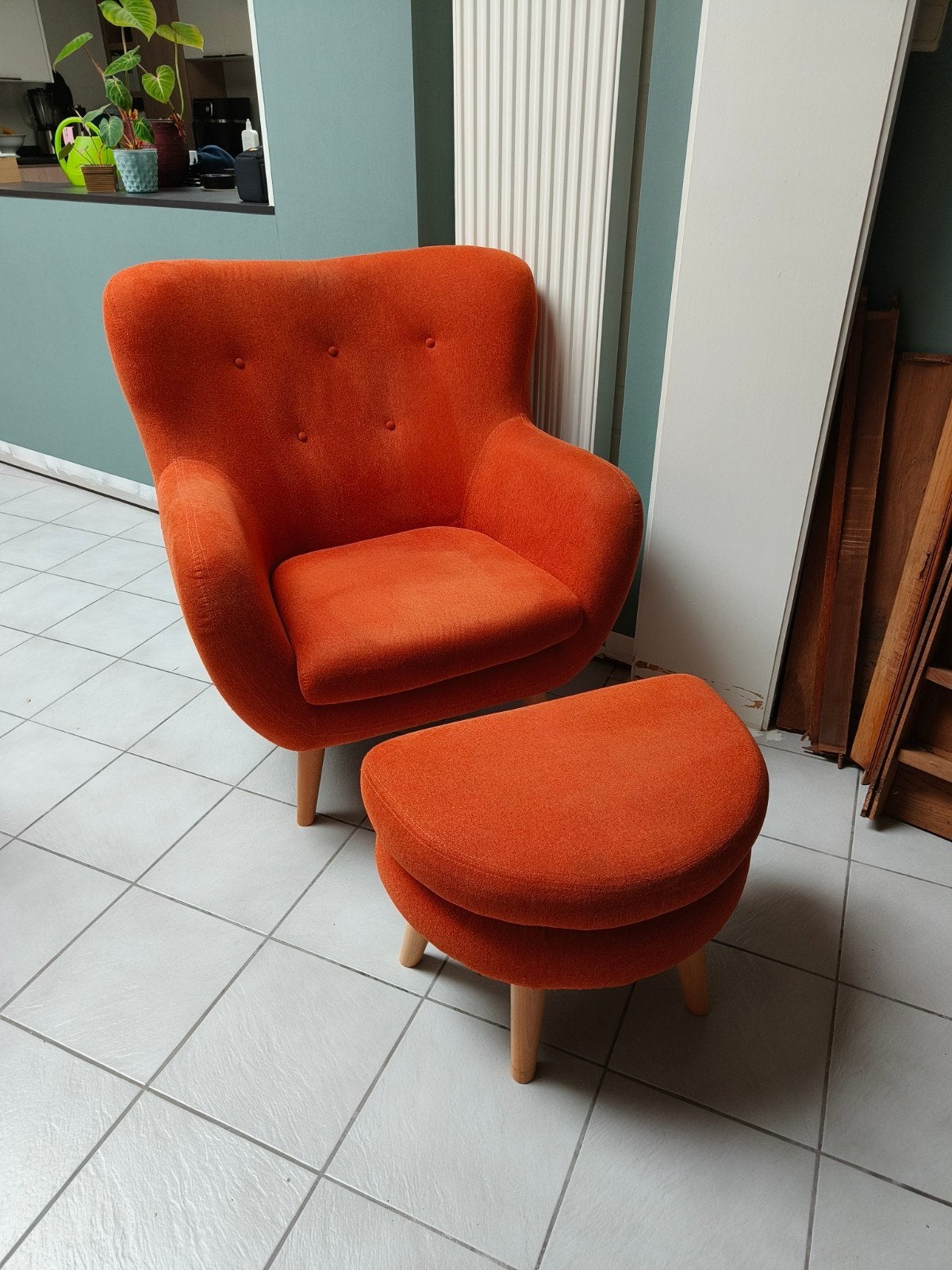 fauteuil met bijhorende voetbank, Moins de 75 cm, Moins de 150 cm, Banc droit, Une personne