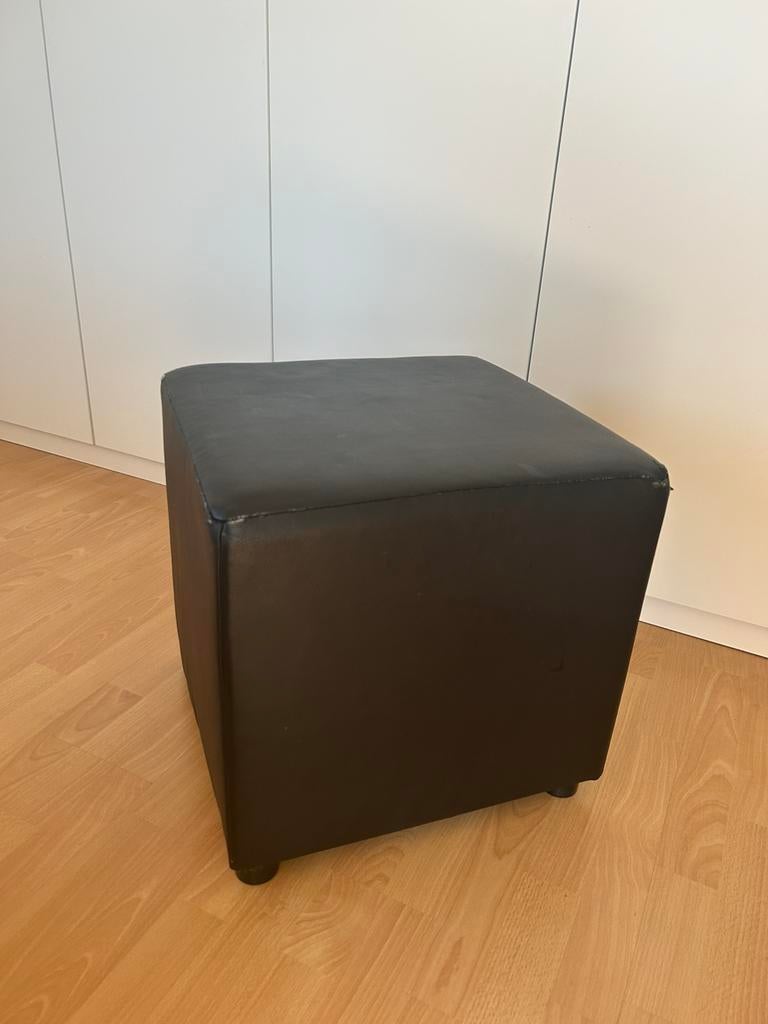 Kunstleder poef bijzettafel stoel, Huis en Inrichting, Ophalen, Minder dan 50 cm, Gebruikt, Vierkant