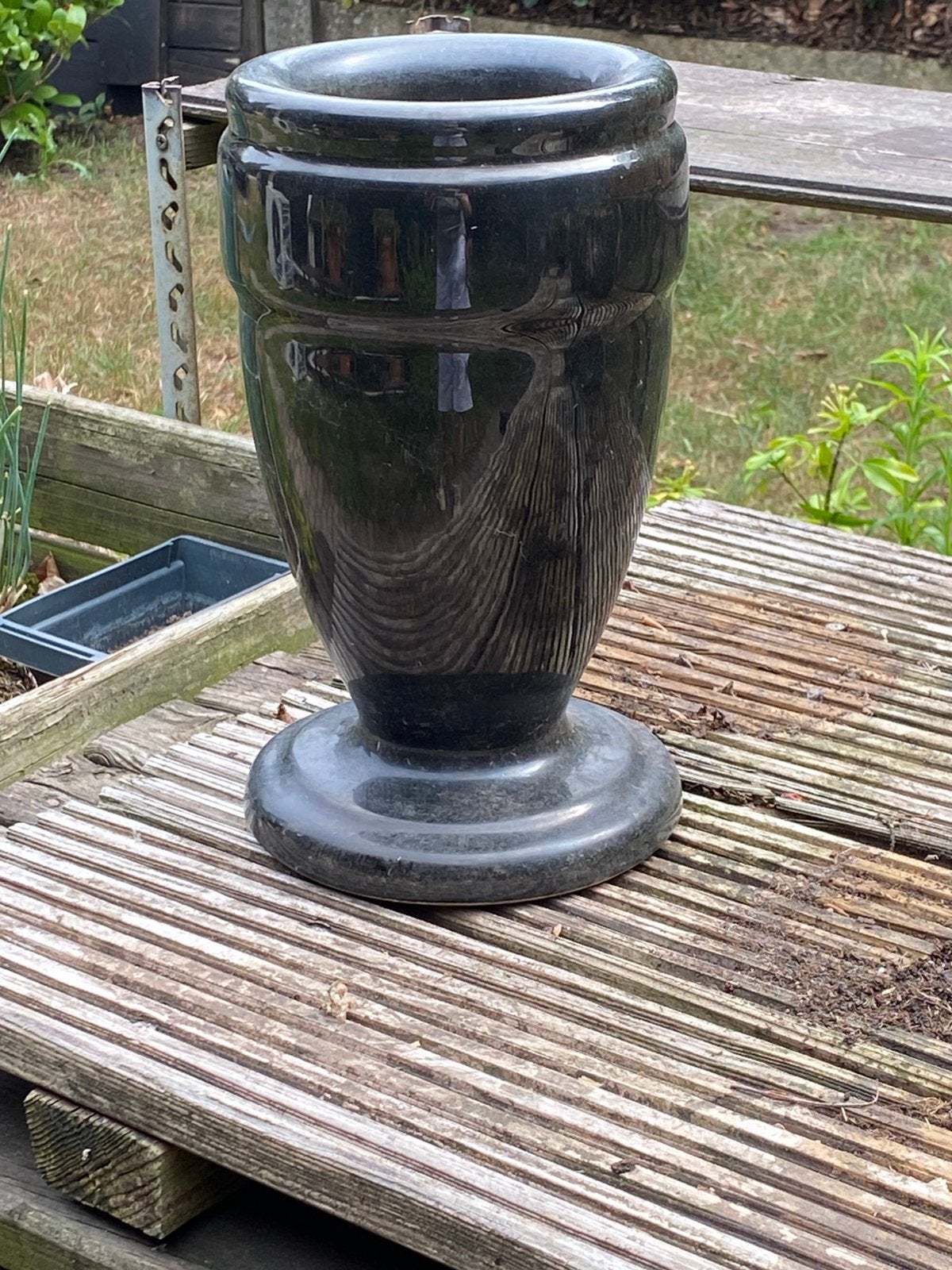 Graf of kerkhof vaas/pot in graniet, Jardin & Terrasse, Vases de jardin, Enlèvement, Comme neuf