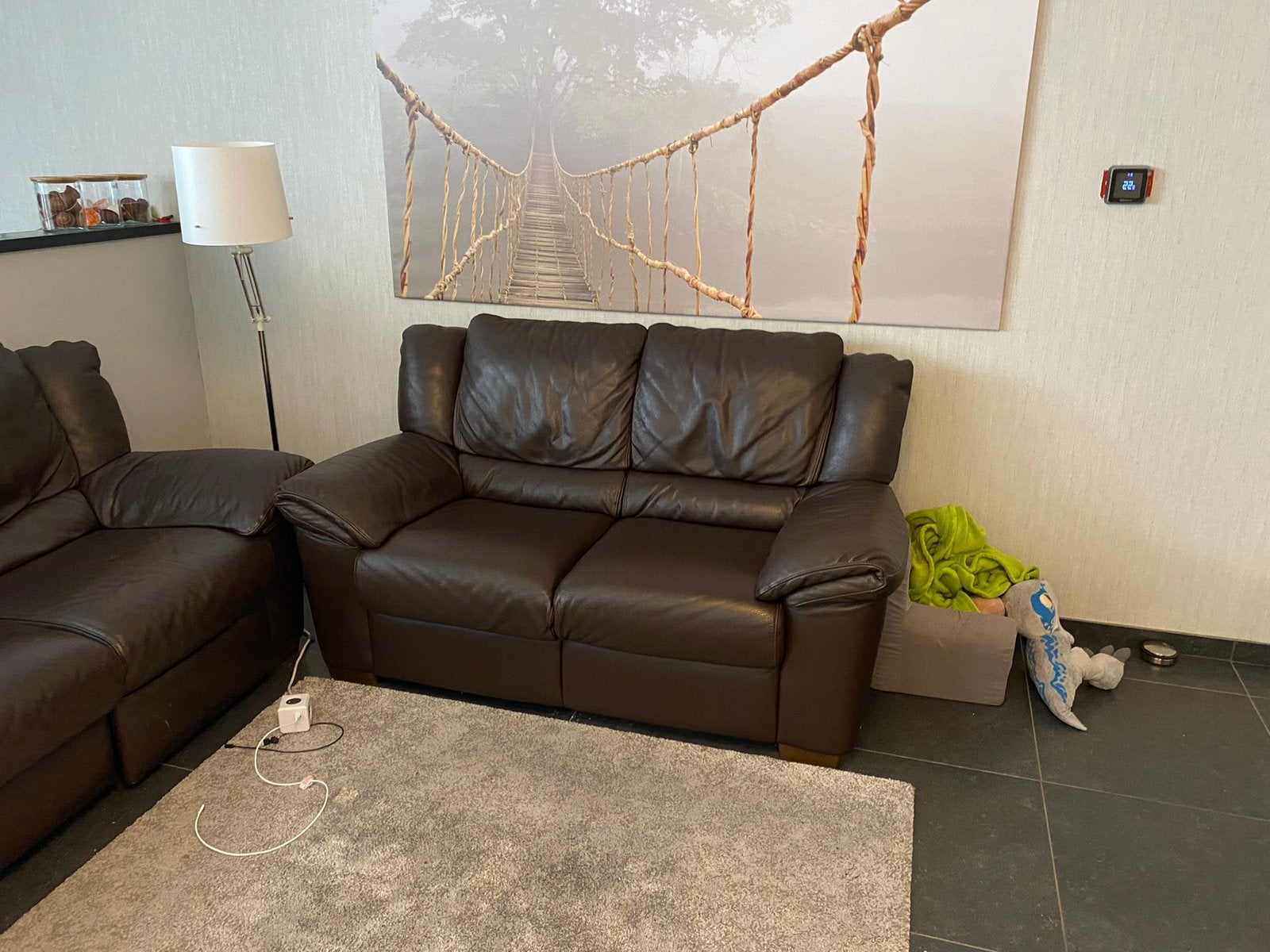 Natuzzi 2+3-zit bruin lederen salon, Huis en Inrichting, Ophalen, Zo goed als nieuw