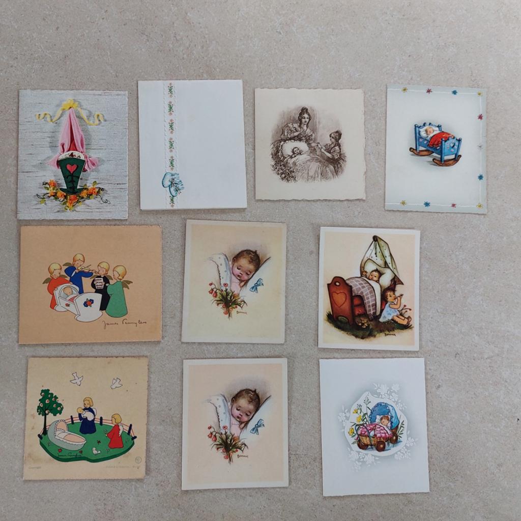 Lot  van 10 oude geboortekaartjes, Ophalen of Verzenden