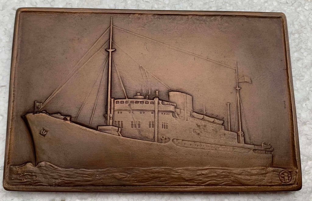 Medaille, penning Compagnie Maritime Belge CONGO 1895-1945, Ophalen of Verzenden, Zo goed als nieuw, Motorboot, Overige typen