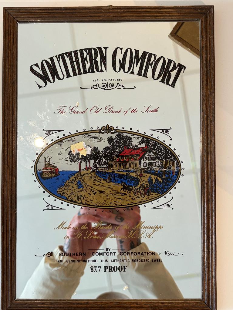 Vintage Southern Comfort Reclamespiegel - Barspiegel, Minder dan 50 cm, Gebruikt, Ophalen of Verzenden, Minder dan 100 cm