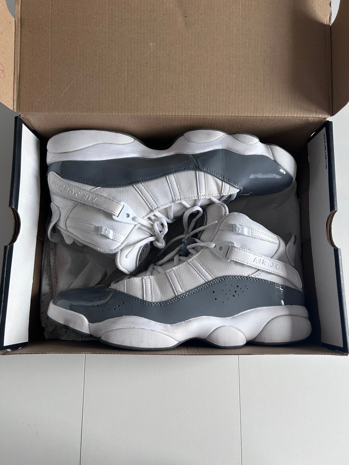 Jordan 6 bagues « Cool Grey », Enlèvement ou Envoi, Porté, Blanc, Baskets
