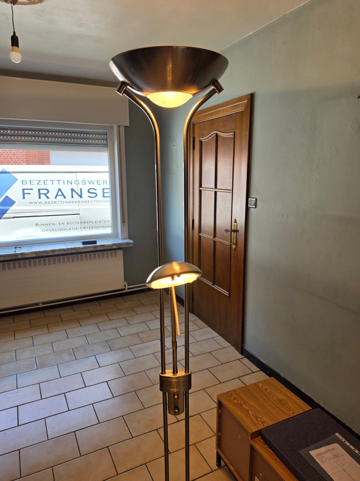 Staanlamp met uplighter en leeslamp, Huis en Inrichting, Lampen | Vloerlampen, Ophalen