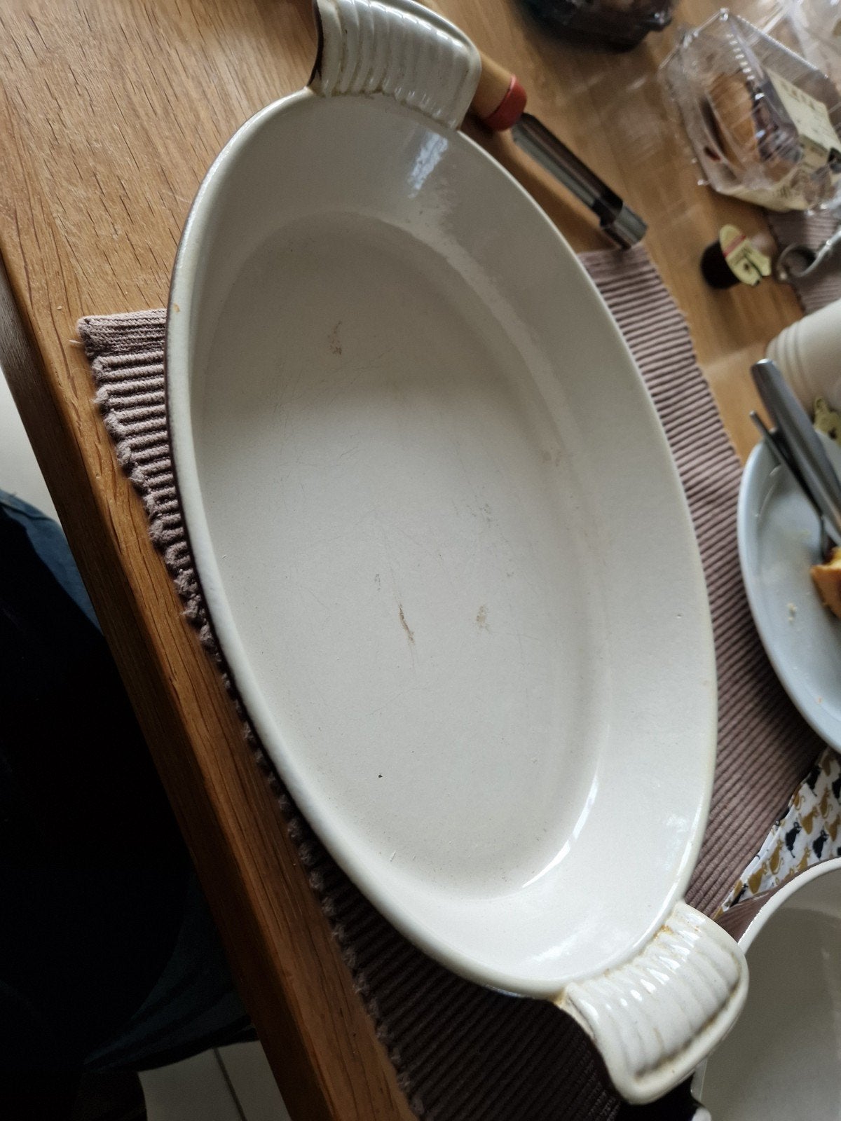 2 stuks - vintage ovale ovenschaal van geëmailleerd gietijze, Ophalen, Gebruikt, Gietijzer, Pannenset