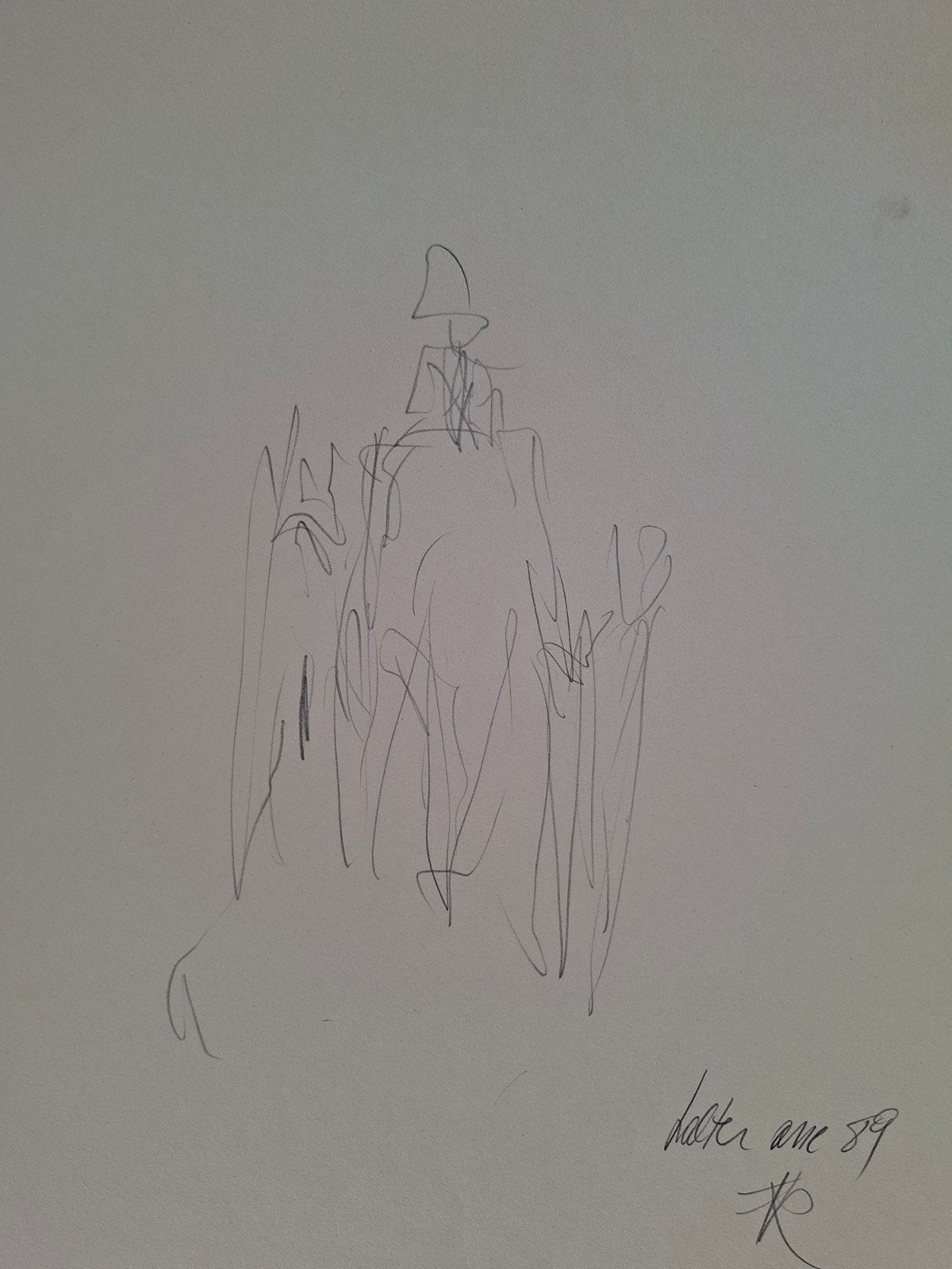 VERTONGEN Frits "Figuren" tekening 1989, Antiquités & Art, Enlèvement ou Envoi, Dessin, Dessin au crayon