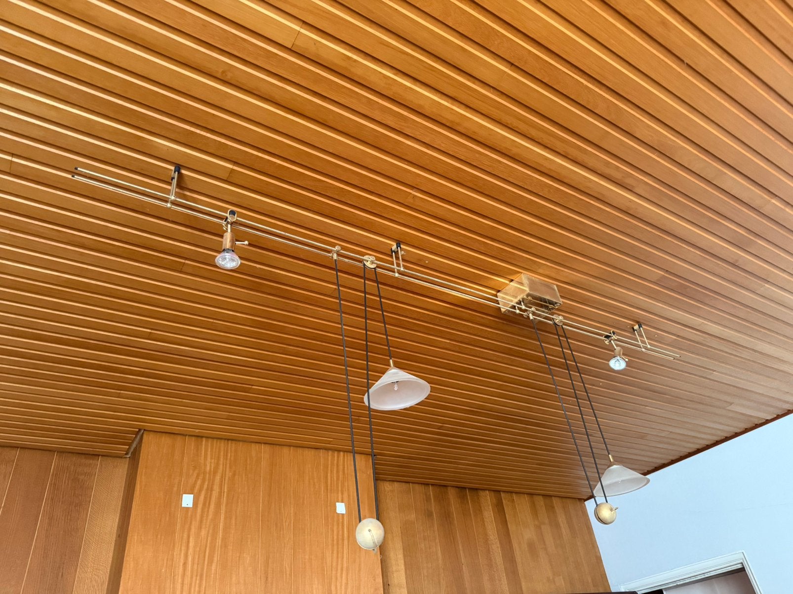 Suspension luminaire vintage / plafonnier en laiton, Enlèvement, Utilisé, Vintage