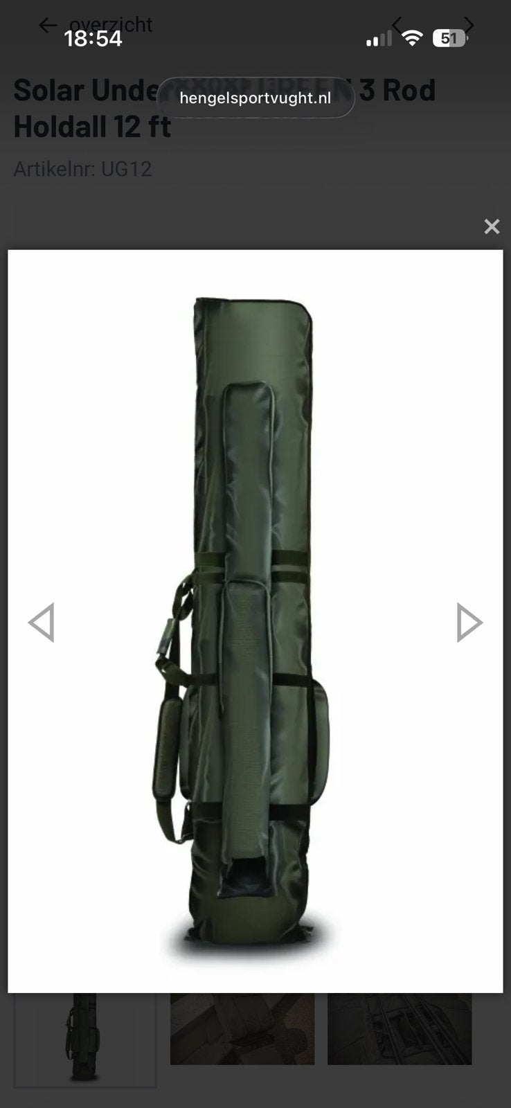 Solar undercover green 3 rod holdall, 12 ft, Ophalen, Zo goed als nieuw