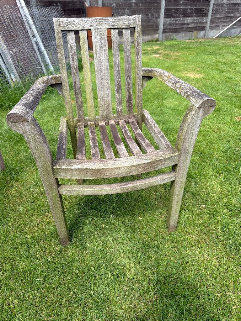 Tuinstoel teak (zwaar) - gereserveerd, Jardin & Terrasse, Chaises de jardin, Enlèvement, Utilisé, Bois de teck, Empilable
