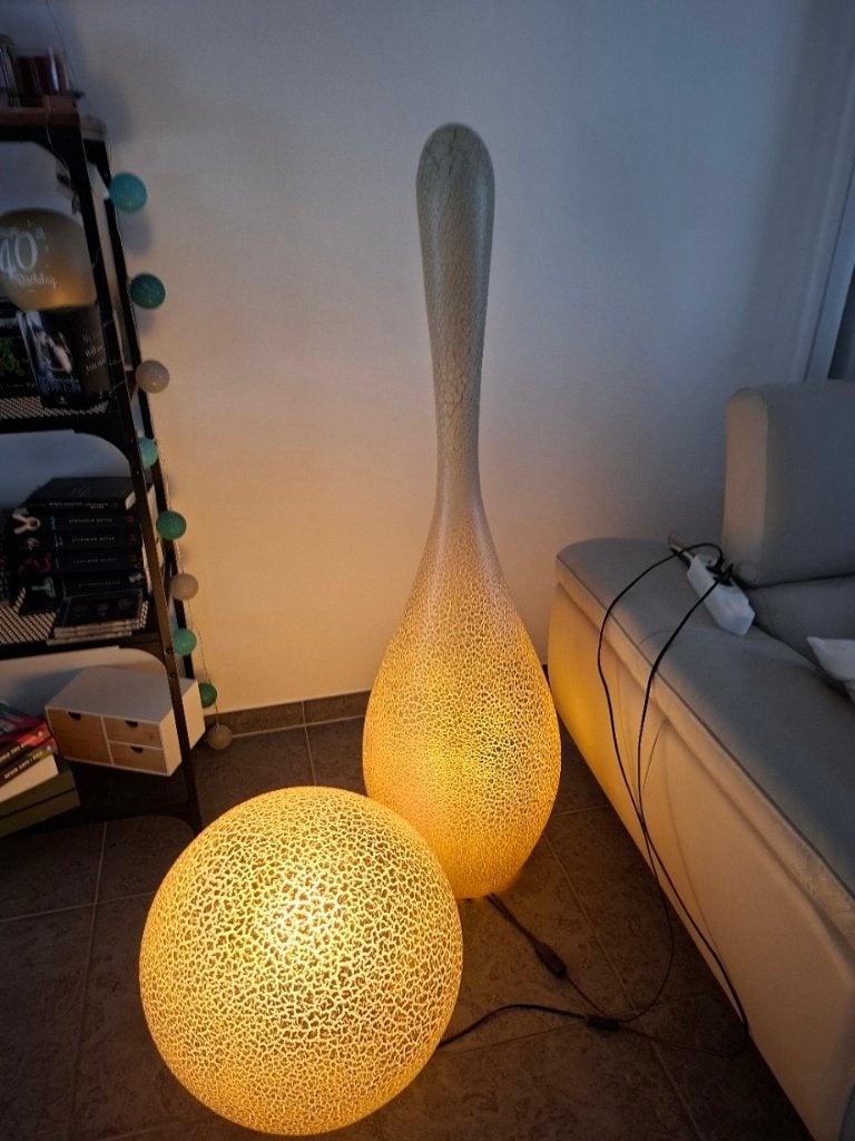 2 Design Lampen modern en stijlvol, Comme neuf, Synthétique, Enlèvement, E27 (grand)