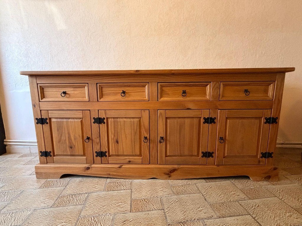 Buffet en bois, Rustique , naturelle, classique, Avec tablette(s), Moins de 100 cm, 150 à 200 cm