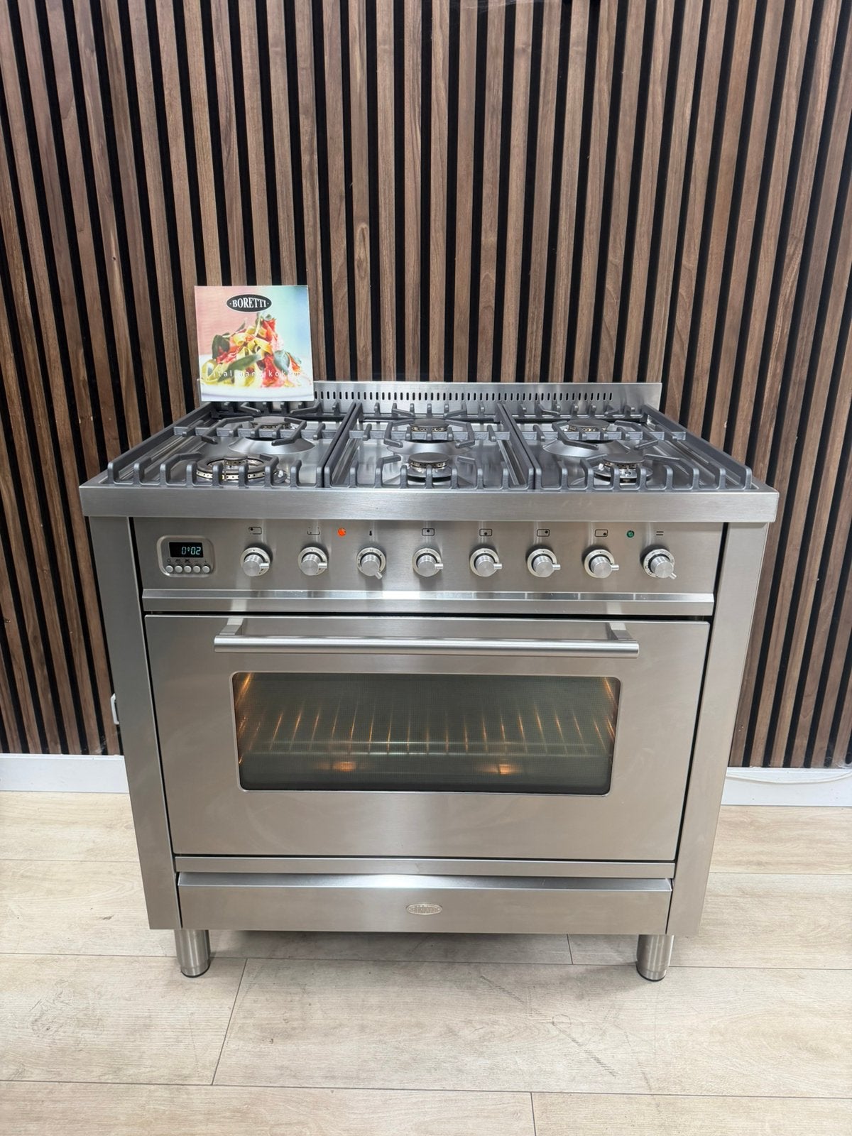 Luxe Rvs Boretti Fornuis 6-pits 90 cm (Gratis bezorgen), Elektronische apparatuur, Microgolfovens, Zo goed als nieuw, Vrijstaand