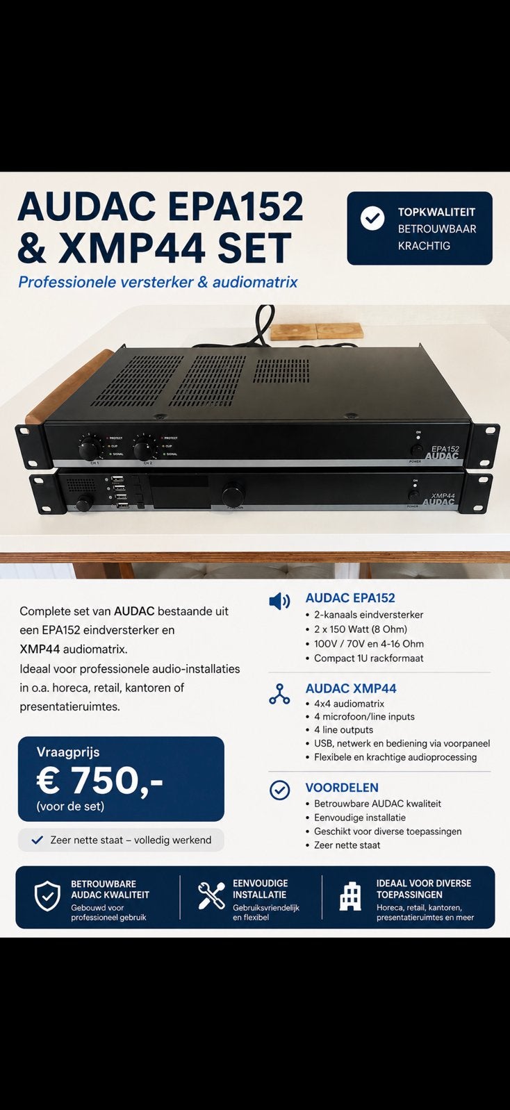 Professioneel Audio Materiaal AUDAC, Ophalen, Zo goed als nieuw, Audio